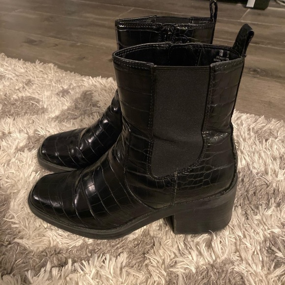 Crocodile Print Leather Boots - Picture 3 of 3